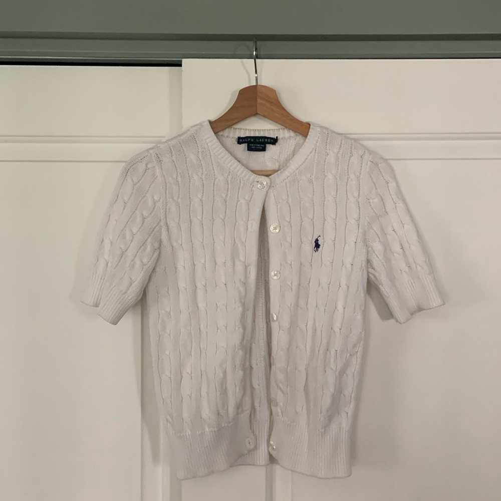 Ralph Lauren white short sleeve cardigan
